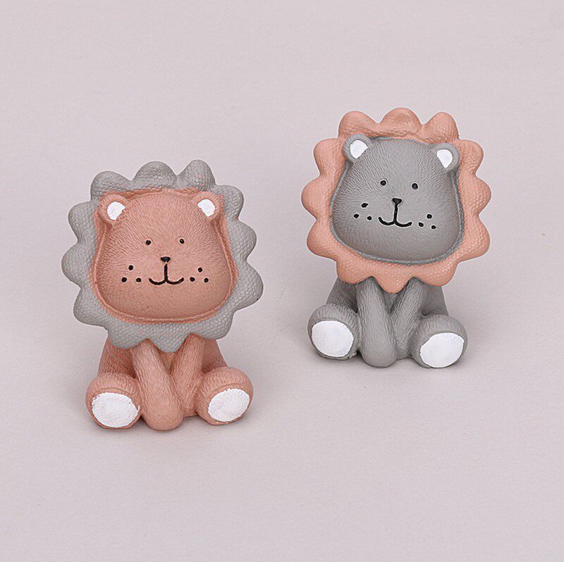 太阳花狮子生日蛋糕装饰摆件树脂灰色小狮网红星座狮子座烘焙装饰