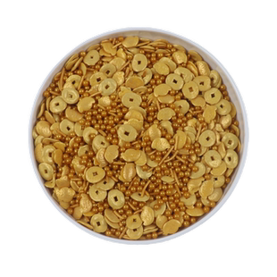 金色铜钱元宝星星金针食用糖珠生日蛋糕甜品台装扮