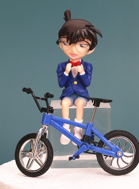 生日蛋糕装饰摆件红色迷你自行车单车脚踏车小侦探柯蓝烘焙用品