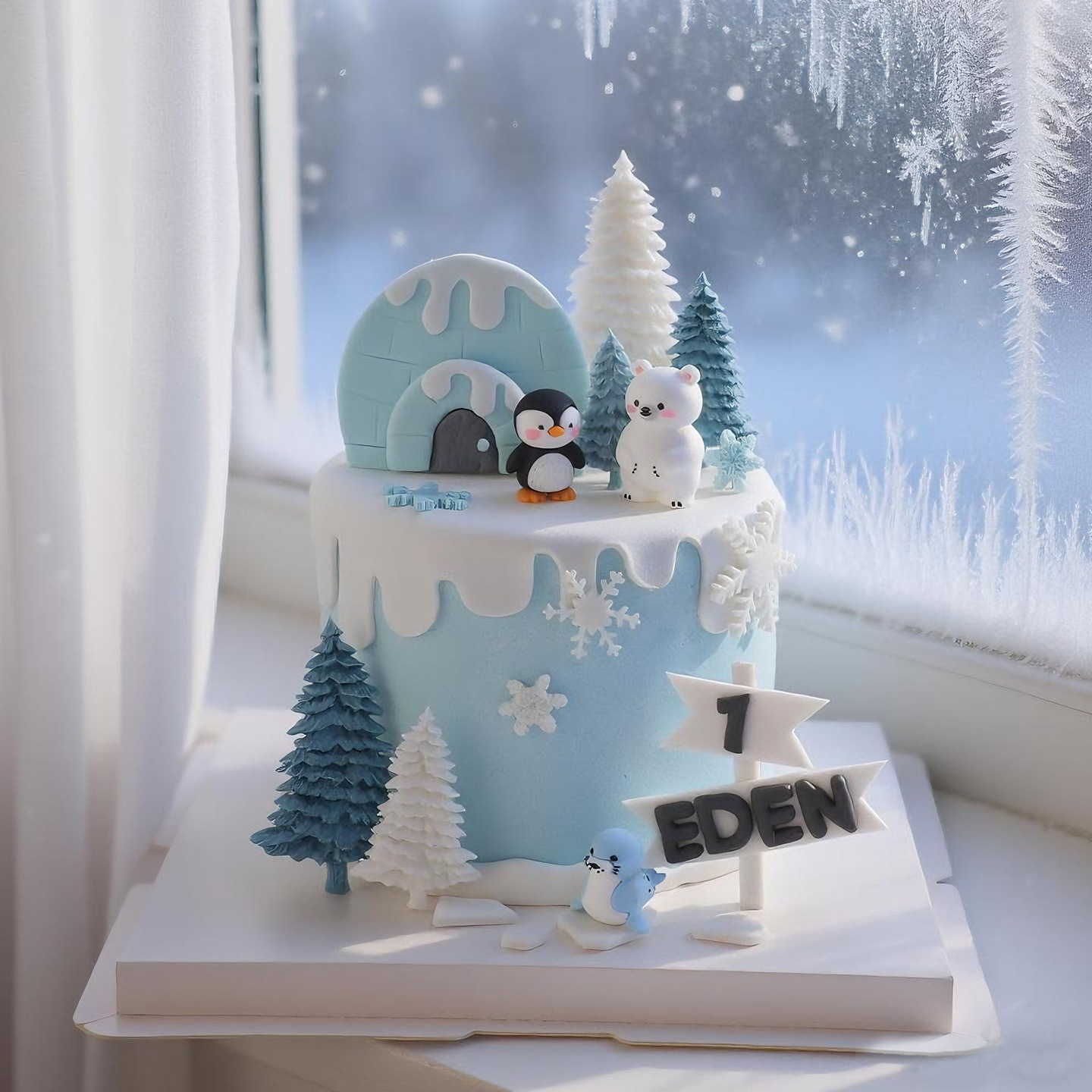 冰雪世界企鹅雪人蛋糕装饰插件