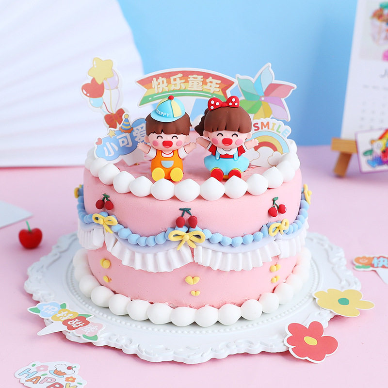 六一节儿童蛋糕装饰摆件插件祖国花朵男孩女孩可爱公主烘焙甜品台