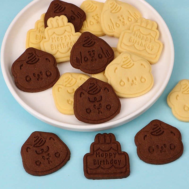蛋糕装饰造型饼干卡通小熊狗狗小猫可可味蝴蝶面包结生日烘焙插件