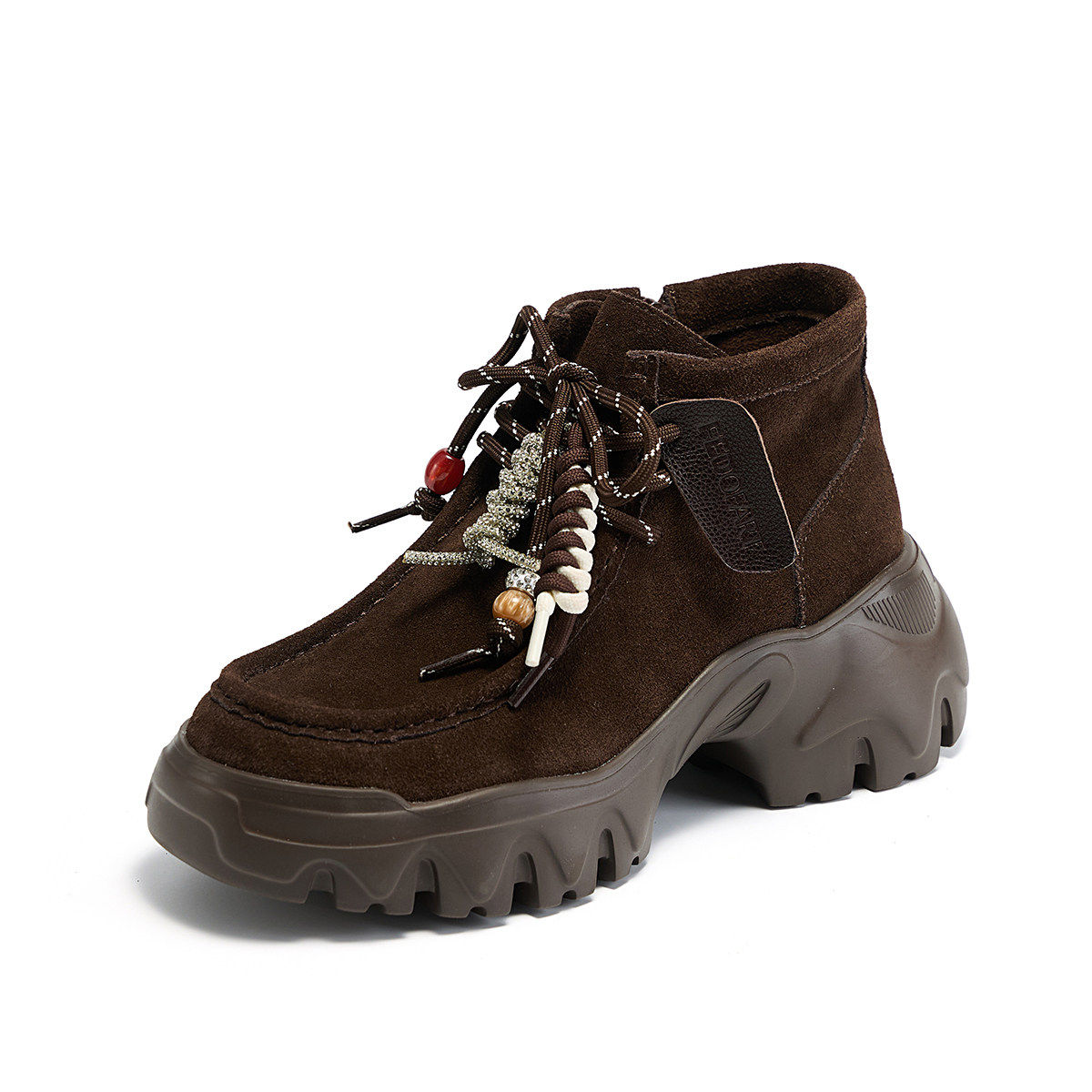 FED商场专柜正品2025冬季新款粗跟厚底休闲舒适高帮鞋短靴FDG160,女鞋,马丁靴,淘宝优惠券,粉丝福利购,淘宝优惠卷