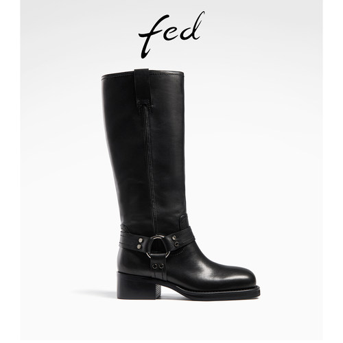 fed秋季新款真皮厚底时尚女靴