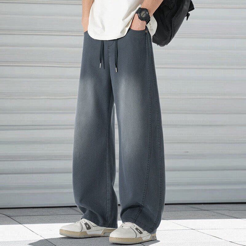 2026春季弯刀牛仔裤男士直筒宽松美式高街阔腿休闲长裤