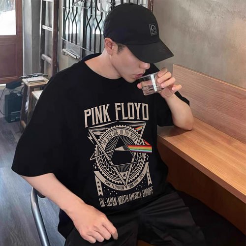 美式复古摇滚PinkFloydT恤男