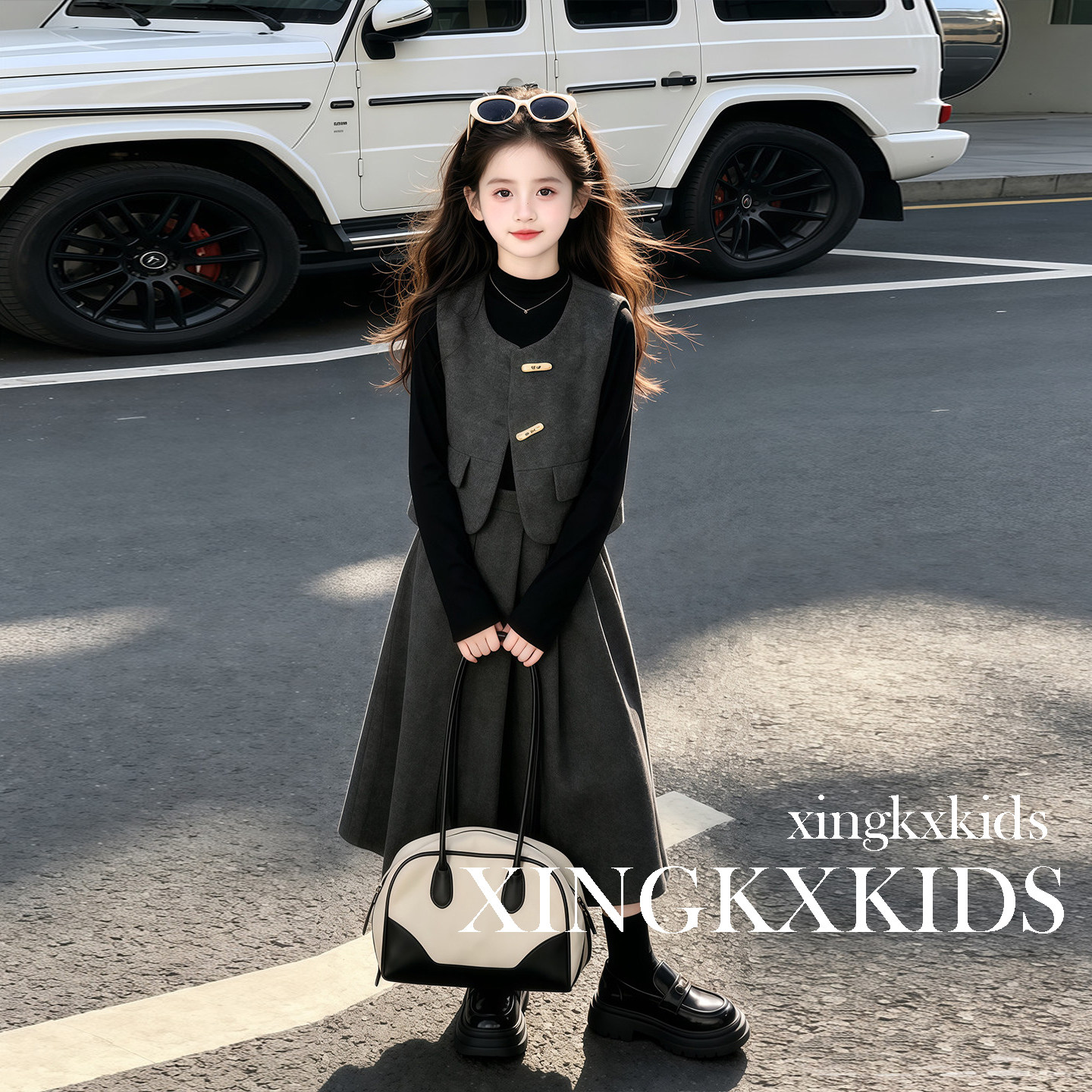 女童秋冬小香风连衣裙套装