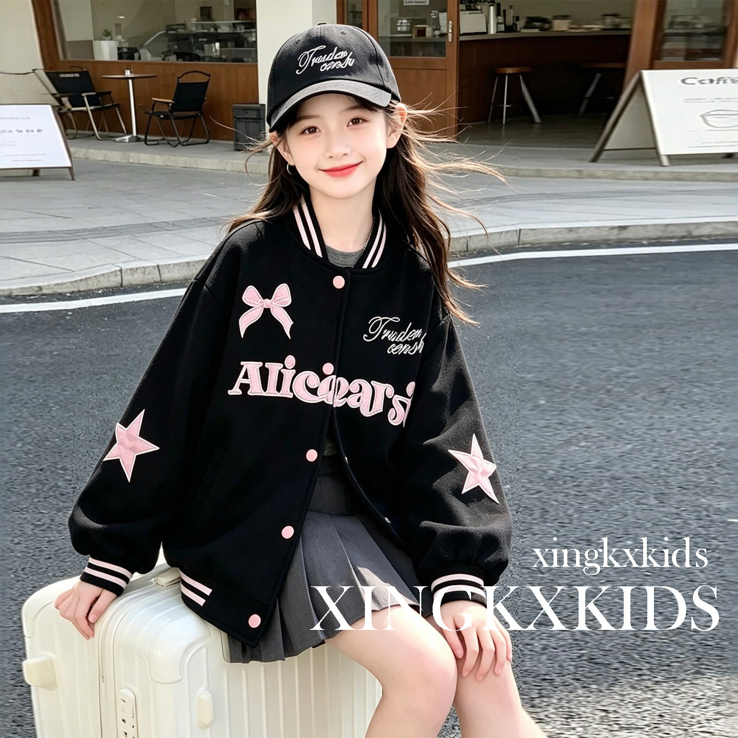 女童秋季休闲夹克棒球服外套