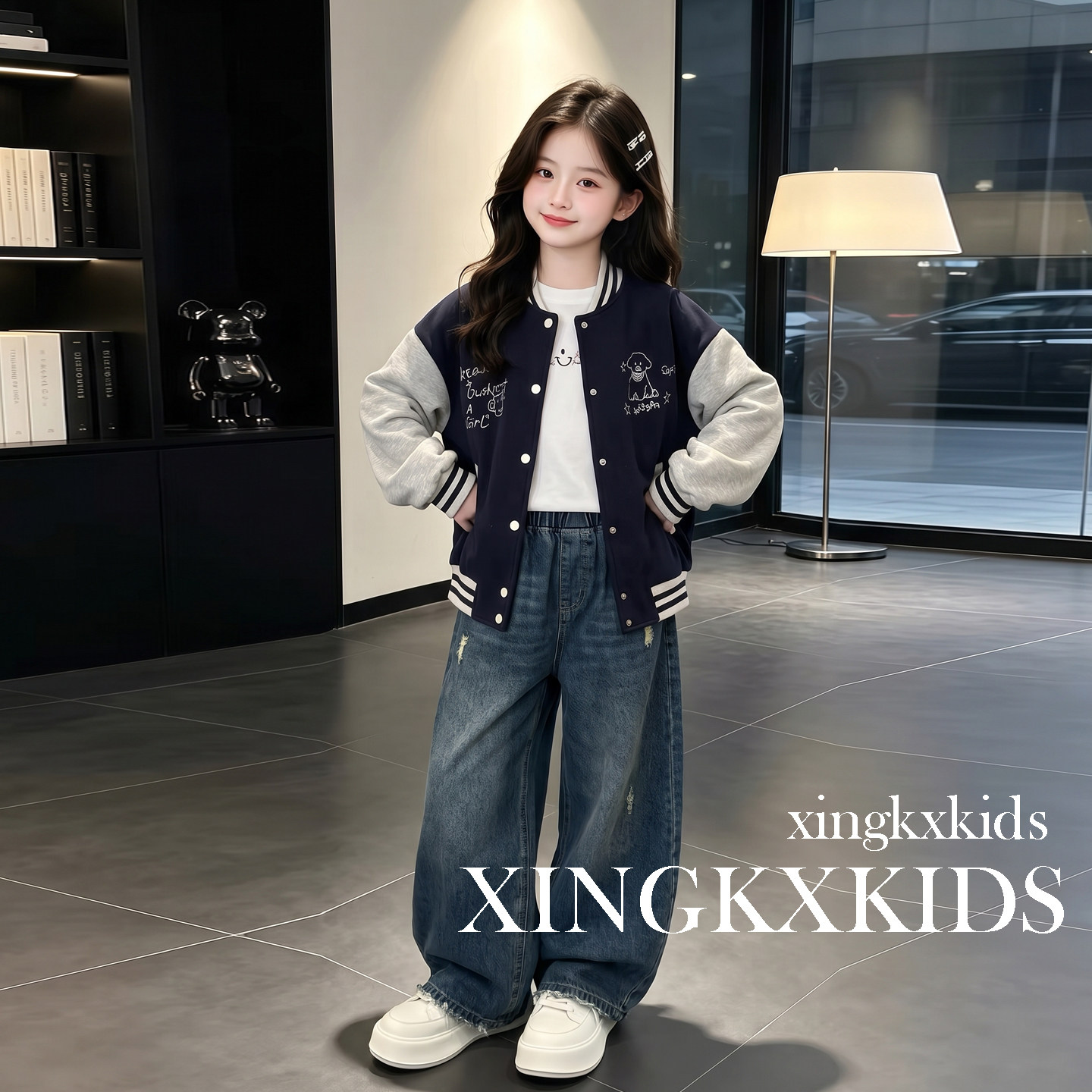 女童秋装2026新款刺绣棒球外套