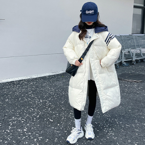 女童羽绒服中长款冬装2023新款白鸭绒中大儿童装冬季洋气加厚外套