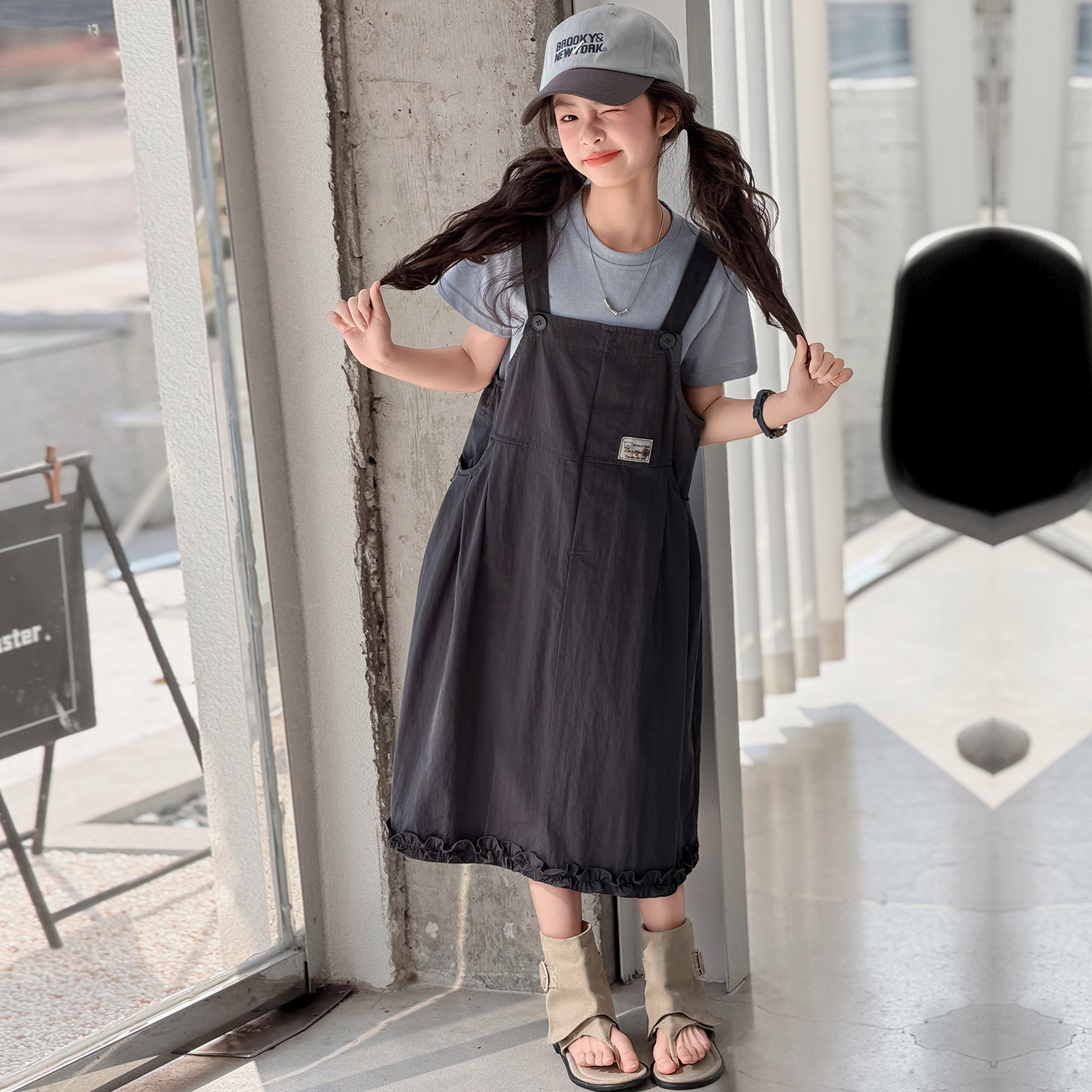 女童夏季背带裙T恤两件套