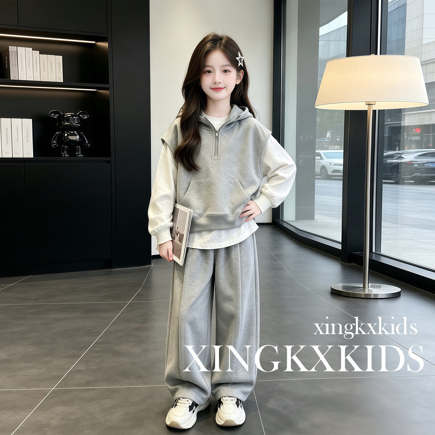 女童2026新款连帽马甲三件套