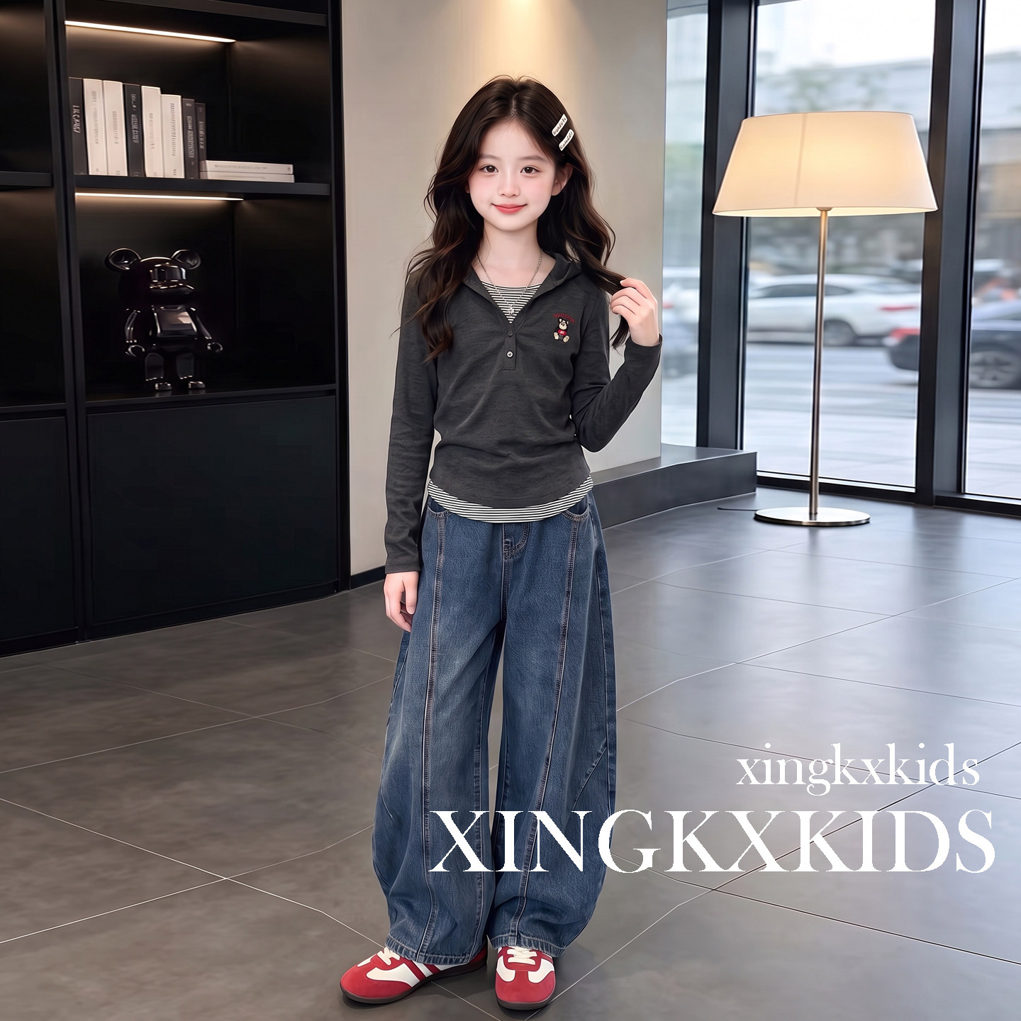 2026新款女童连帽卫衣牛仔套装