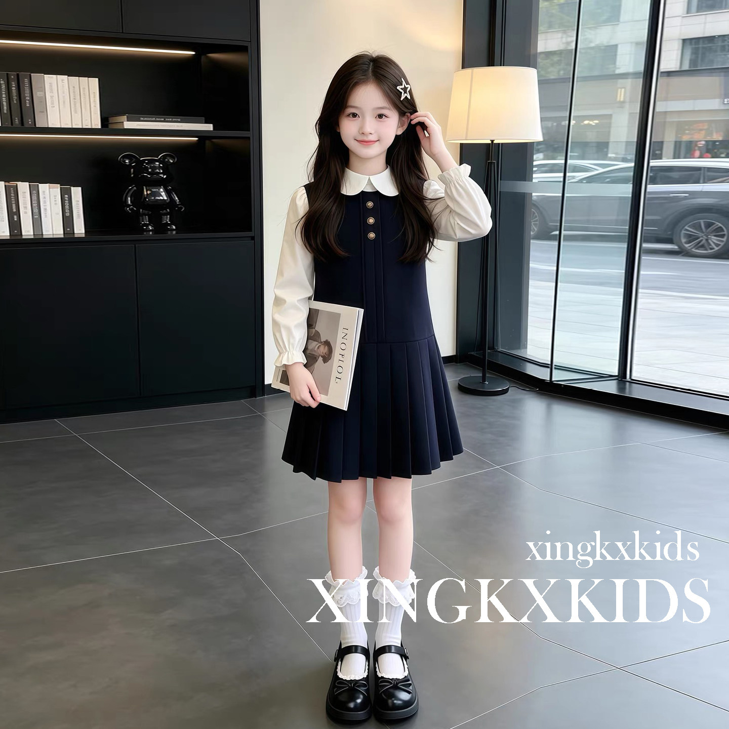女童学院风JK百褶连衣裙秋装