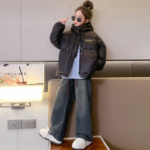 女童冬装羽绒服2023新款女大童加厚白鸭绒冬季保暖面包服女孩外套