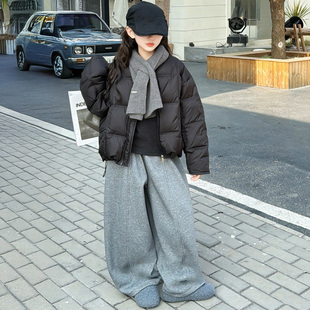 女童冬装棉衣2025新款女大童冬季加厚羽绒棉服儿童圆领龟背外套潮