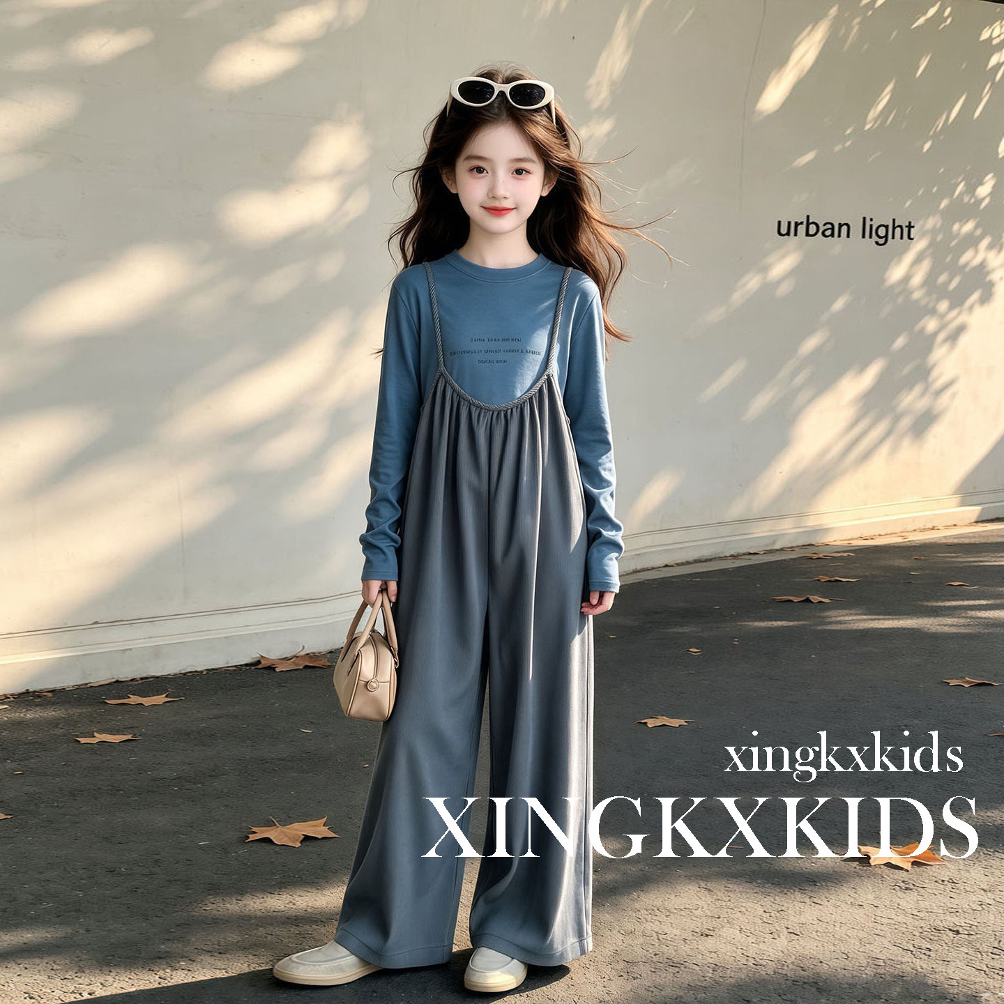 女童春秋韩系背带裤两件套