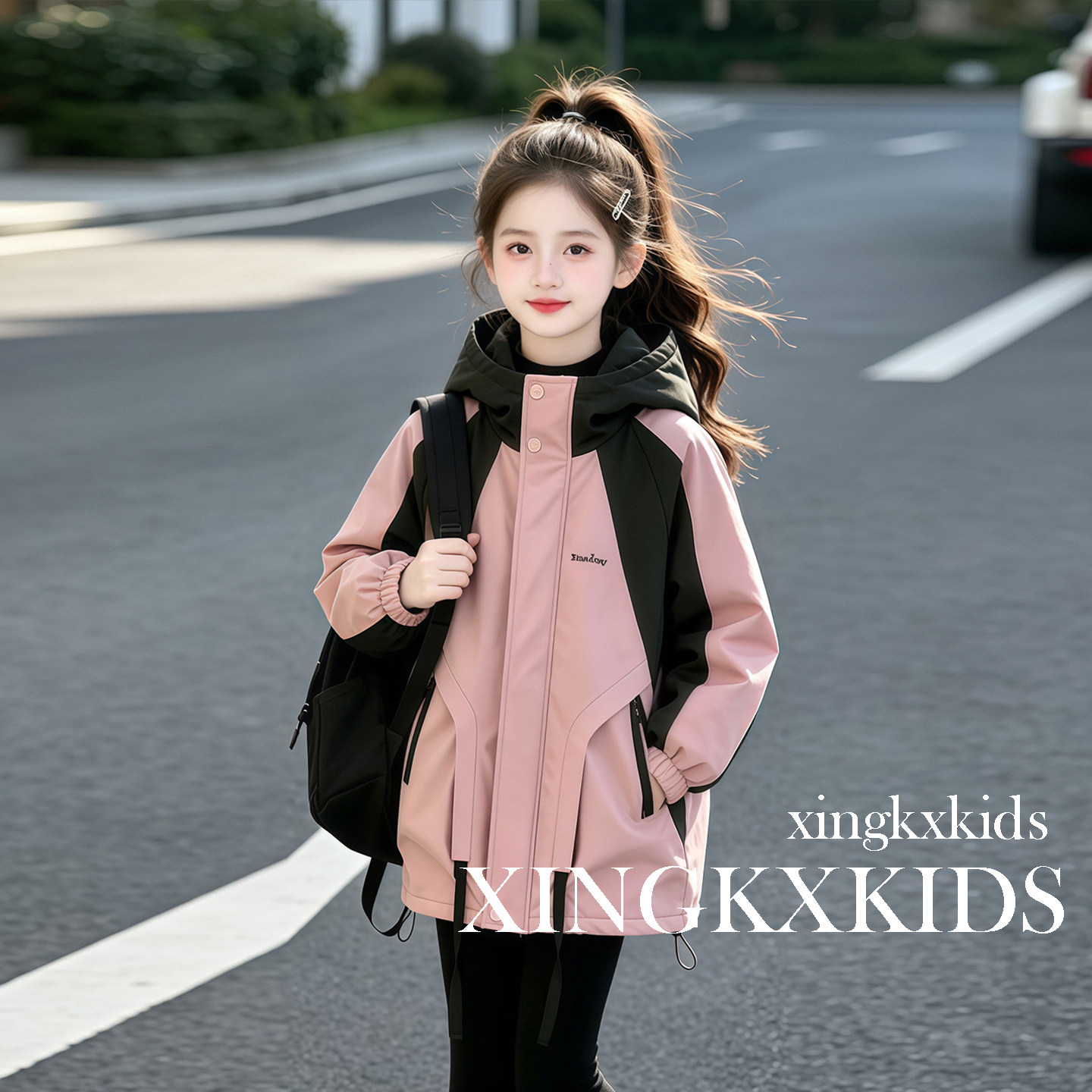 2026秋季女童连帽冲锋衣洋气