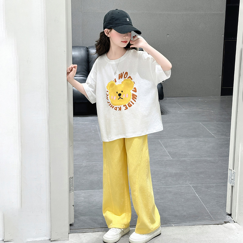女童夏季时尚休闲短袖t恤套装