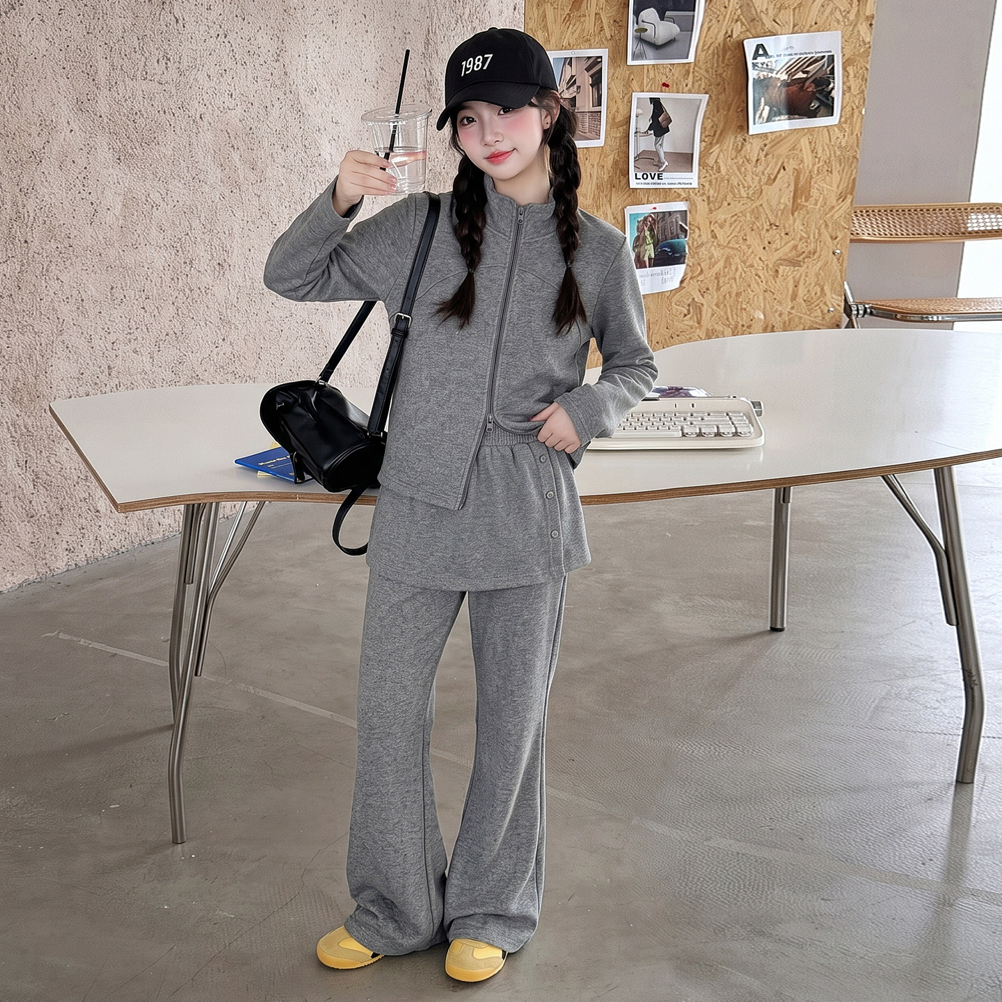 女童春秋洋气卫衣微喇裤两件套