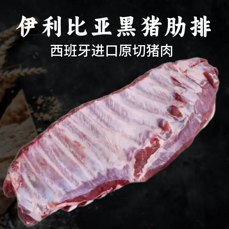 西班牙进口伊利比亚黑猪肋排美式烤肉猪排骨烧烤原切无添加食材