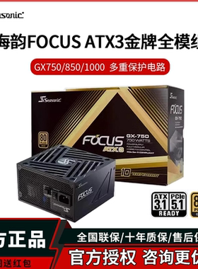 海韵电源FOCUS GX750/1000W金牌全模组台式机电脑850W主机电源ATX