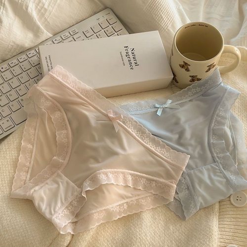 进口新品奶油少女内裤纯色无痕速干蕾丝性感超薄夏季高档薄款面