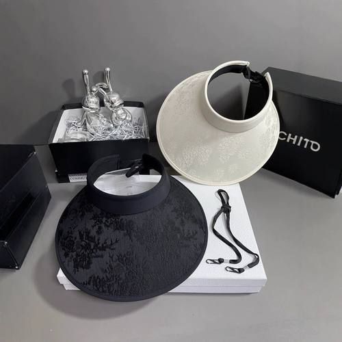 进口中式风遮阳帽女防晒夏季发卡式空顶大沿防紫外线户外骑车太