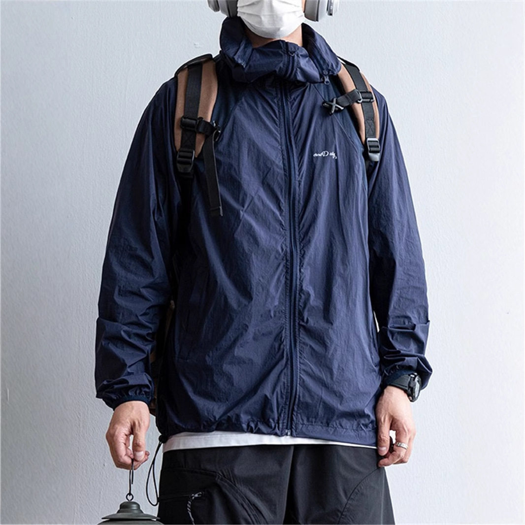 进口夏季新款防晒衣男连帽夹克防紫外线薄款透气防晒服户外登山