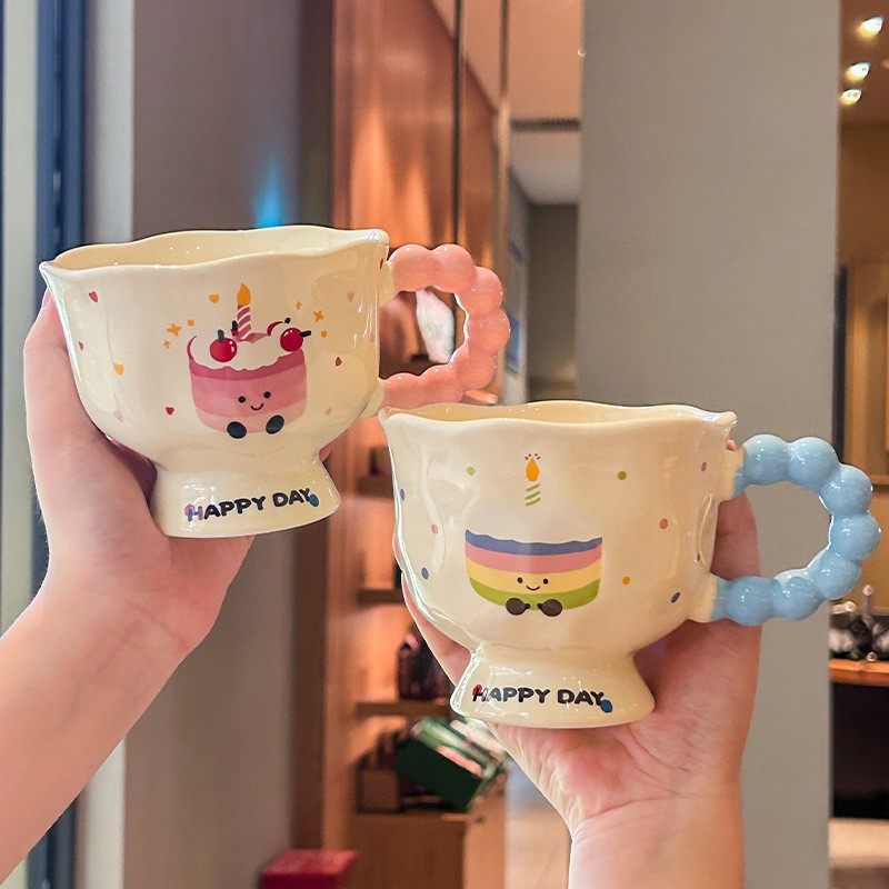 进口可爱蛋糕高脚杯高颜值生日礼物陶瓷马克杯女生咖啡水杯子伴手,节庆用品/礼品,文化创意杯子,淘宝优惠券,粉丝福利购,淘宝优惠卷