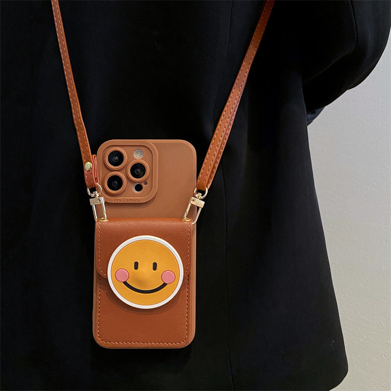 进口ins风笑脸卡包适用华为p60pro手机壳p50/p40pro新款mate60简约mat