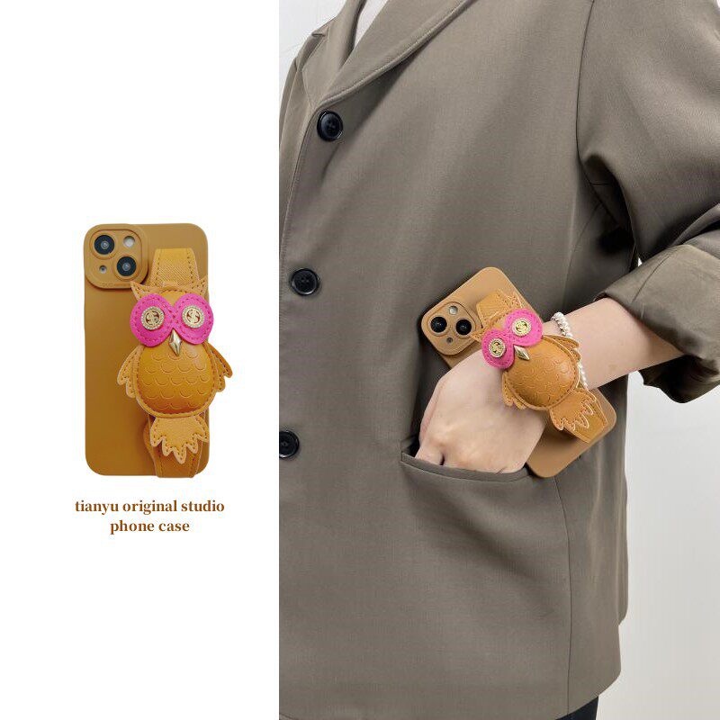 进口复古猫头鹰手腕带华为mate60pro手机壳p50pro斜挎带mate50/p60pro