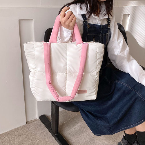 进口大包包女棉服托特包尼龙包包休闲女士大容量单肩羽绒包充棉
