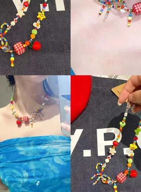 进口「苹果乐园」多巴胺彩色苹果星星串珠项链2025新款轻奢夏日