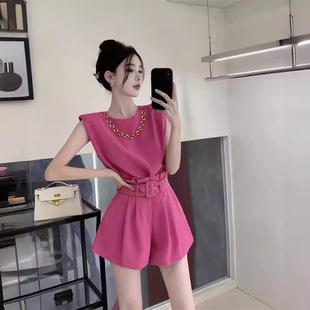 短裤 进口欧货设计感运动休闲时尚 小个子显瘦宽松短袖 女夏季 套装