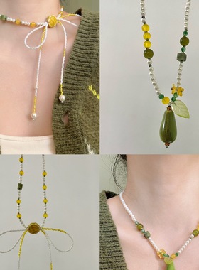 进口多巴胺~春夏精致锁骨链颈链手工串珠项链女清新田园百搭项