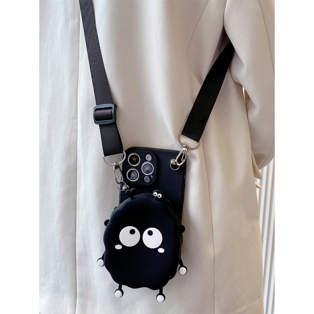 进口黑色煤球零钱包适用华为p60手机壳mate40/40pro保护套p50pro斜挎m