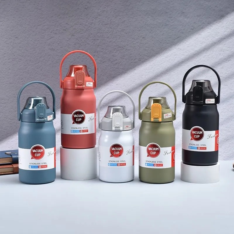 进口316不锈钢大容量保温杯提绳太空杯户外便携水杯学生运动旅