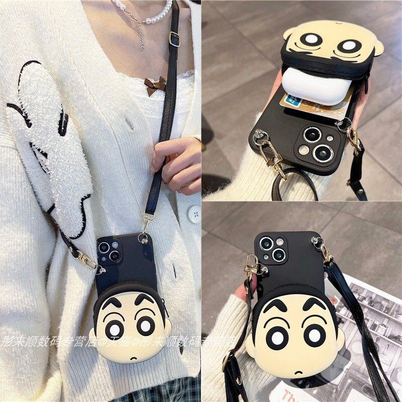 进口可爱卡通零钱卡包适用华为mate60pro手机壳mate50/40/30斜挎p50/p