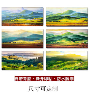 欧式背景墙玄关靠山青山绿水大气巨人山自粘贴风景装饰画打印定制
