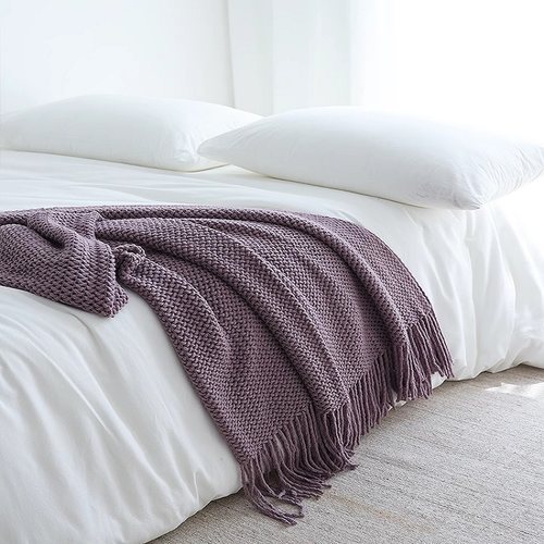 酒店纯色针织民宿搭毯美式