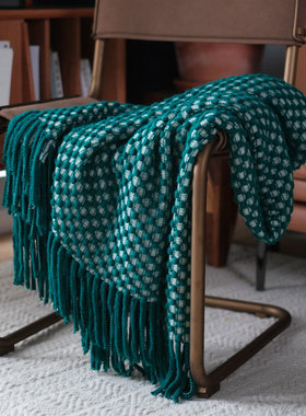 针织毯毛线毯北欧风装饰盖毯跨境亚马逊披肩THROW新款紫色空调毯