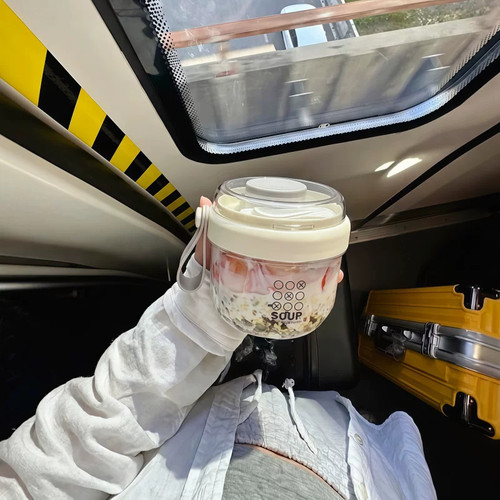 上班族便携早餐杯密封沙拉杯防漏牛奶杯带盖勺减脂燕麦杯高颜值女