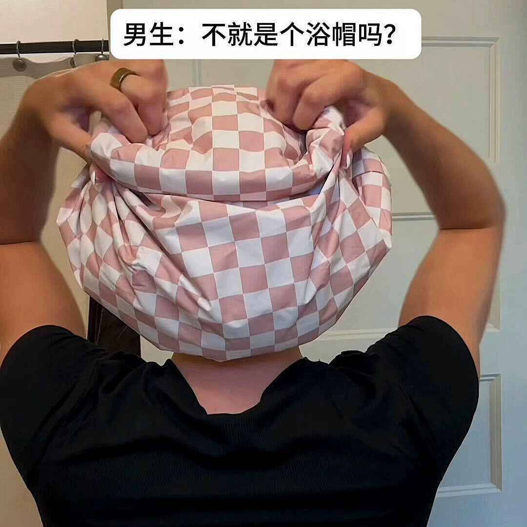三层浴帽女防水洗澡发膜帽子厨房防油烟头套女童干发膜专用沐浴帽