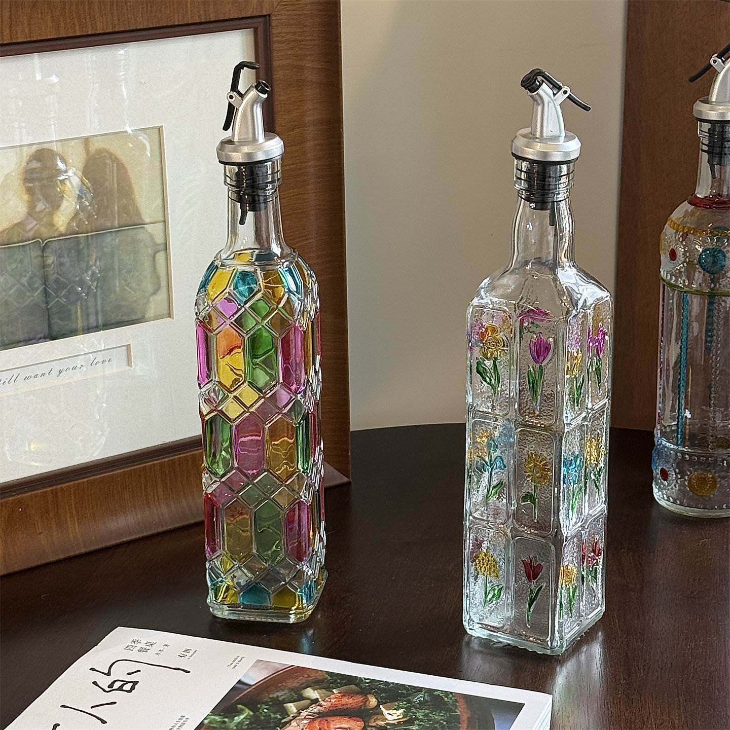 复古浮雕酱油调料瓶家用厨房耐高温食品级密封油壶玻璃醋调味瓶