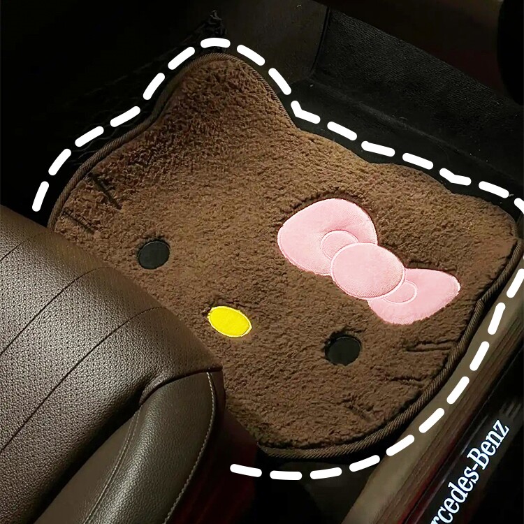 卡通猫咪汽车脚垫黑皮可爱猫