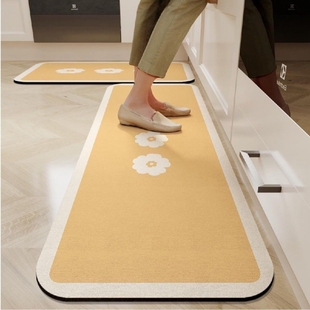 厨房专用硅藻泥地垫免洗防水防滑脚垫卫生间门口地毯长条吸水垫子