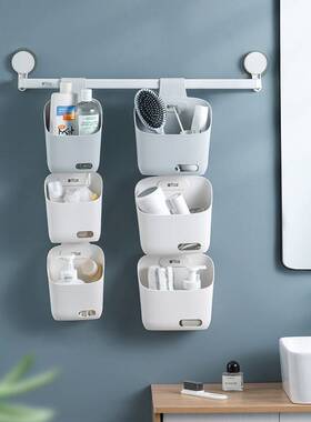 吸盘壁挂收纳架浴室多层置物架免打孔卫生间整理架白色