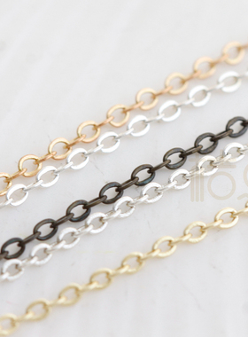 DIY饰品配件镀厚金银.古色.扁O铜链2.2*1.6mm(235SFB)