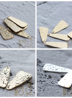 DIY饰品铜配件25.4*10.6mm压纹锤纹异形片吊坠几何图形(3882C)